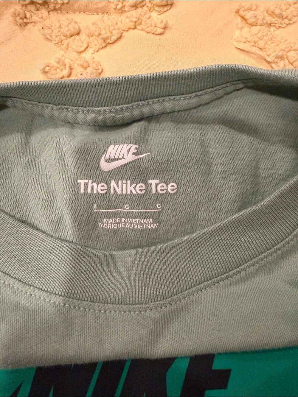 Nike The Nike Tee in Sage Green with Teal Accent